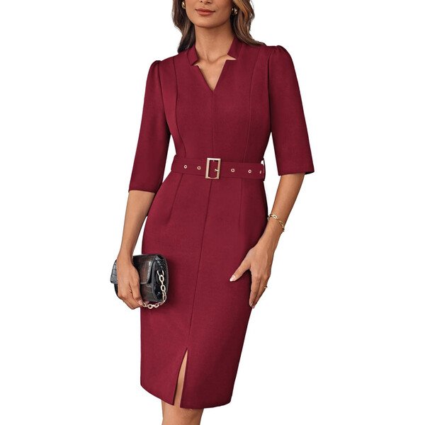 Vestido cruzado (wrap) midi manga 3/4