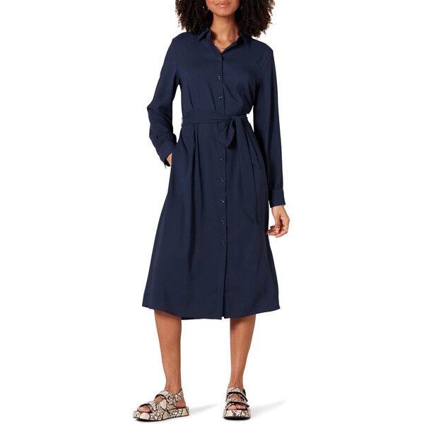 Vestido midi camisero manga larga