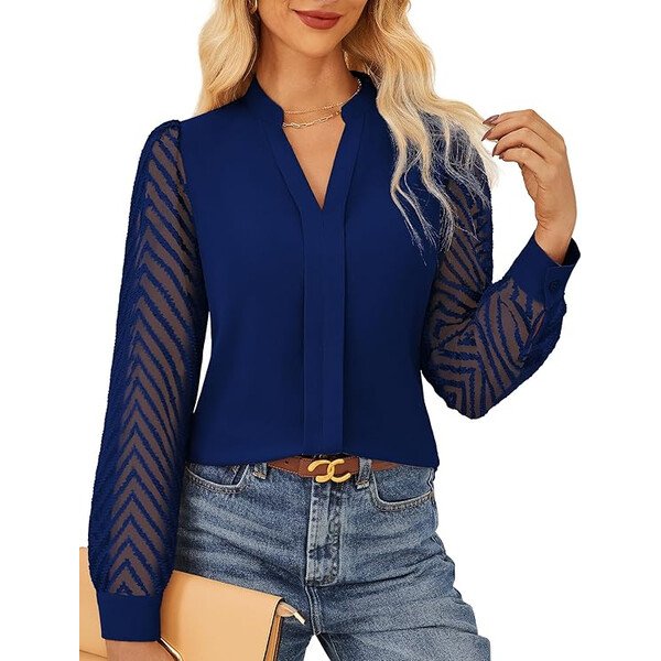Blusa de encaje forrada manga larga