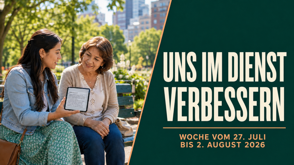 Uns im Dienst verbessern — Woche vom 27. Juli bis 2. August 2026 Seamos Mejores Maestros semana del 27 de julio al 2 de agosto 2026