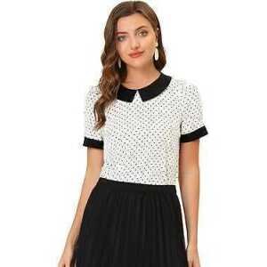 Blusa discreta com gola Peter Pan