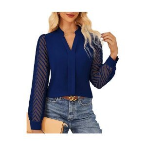 Long-sleeve lined lace blouse