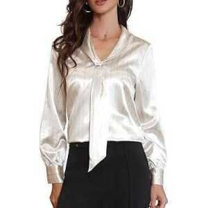 Long-sleeve satin blouse