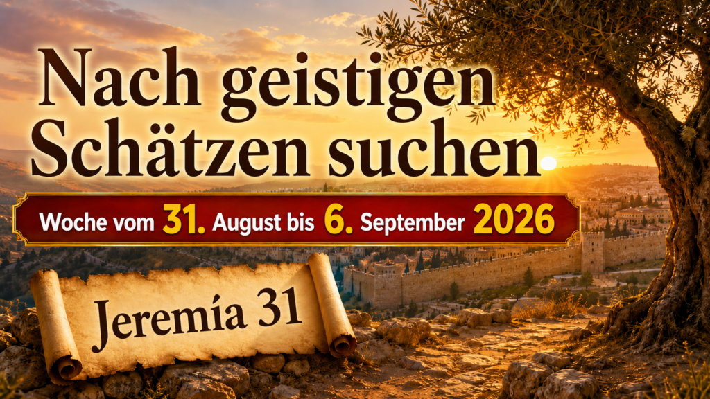 Nach geistigen Schätzen graben – Woche vom 31. August bis 6. September 2026 Nuestra Vida Cristiana Semana del 31 de agosto al 6 de septiembre de 2026Con el tema: Seamos adaptables y usemos JW.ORGhttps://www.jw.org/es/biblioteca/guia-actividades-reunion-testigos-jehova/julio-agosto-2026-mwb/Vida-y-Ministerio-Cristianos-31-de-agosto-a-6-de-septiembre-de-2026/Información: responder a las preguntas utilizando la información del vídeo, puedes sacar los subtitulos para responder con la información del libro. También se puede usar para alguno de los comentarios la siguiente información: En la predicación nos resultará más fácil ser adaptables si pensamos en las situaciones que pudiéramos afrontar y nos preparamos de antemano. Pero, claro, a veces la persona puede sacar un tema que no habíamos previsto. ¿Qué herramienta nos puede ayudar a adaptarnos a la conversación rápidamente?Ponga el VIDEO “El hierro afila el hierro”: Usemos bien jw.org (fragmento). Luego pregunte:Imagine que usted está predicando de casa en casa durante la campaña. Entonces una persona le dice que no cree en Dios porque siente que él la abandonó en medio de una desgracia.¿Cómo podría demostrarle empatía antes de predicarle? (Snt 1:19).Comentario 1:Comentario 2:Comentario 3:Comentario 4:Comentario 5:¿Qué texto usaría? ¿Cómo lo buscaría en jw.org?Comentario 1:Comentario 2:Comentario 3:Comentario 4:Comentario 5:Si no se le ocurre ningún texto, ¿qué podría escribir en la lupita para buscar información adecuada?Comentario 1:Comentario 2:Comentario 3:Comentario 4:Comentario 5:Si no tiene acceso a jw.org o a JW Library®, ¿cómo podría ayudar a la persona?Comentario 1:Comentario 2:Comentario 3:Comentario 4:Comentario 5: