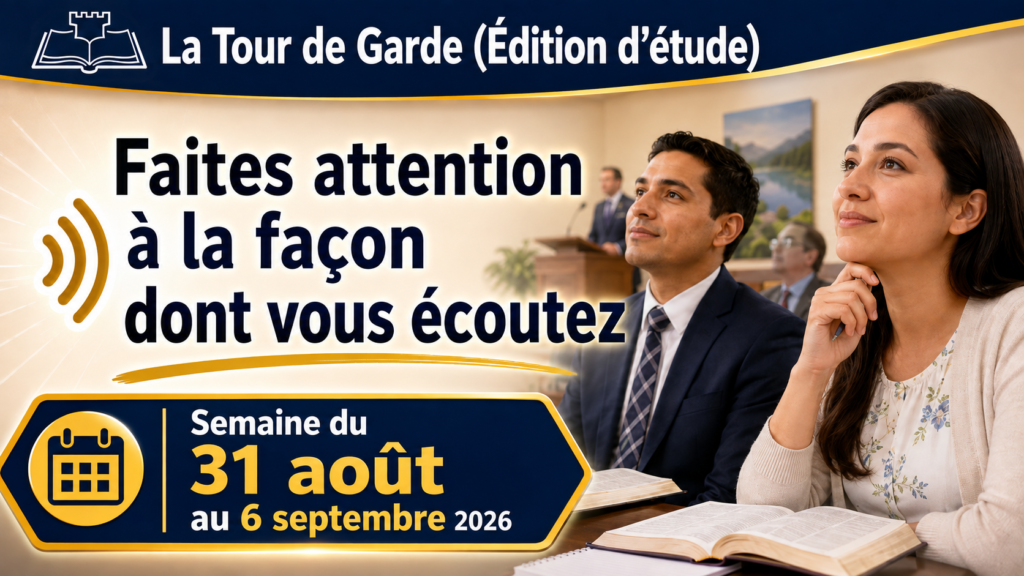 Étude de La Tour de Garde pour la semaine du 31 août au 6 septembre 2026 Estudio de La Atalaya para la semana del 31 de agosto al 6 de septiembre de 2026