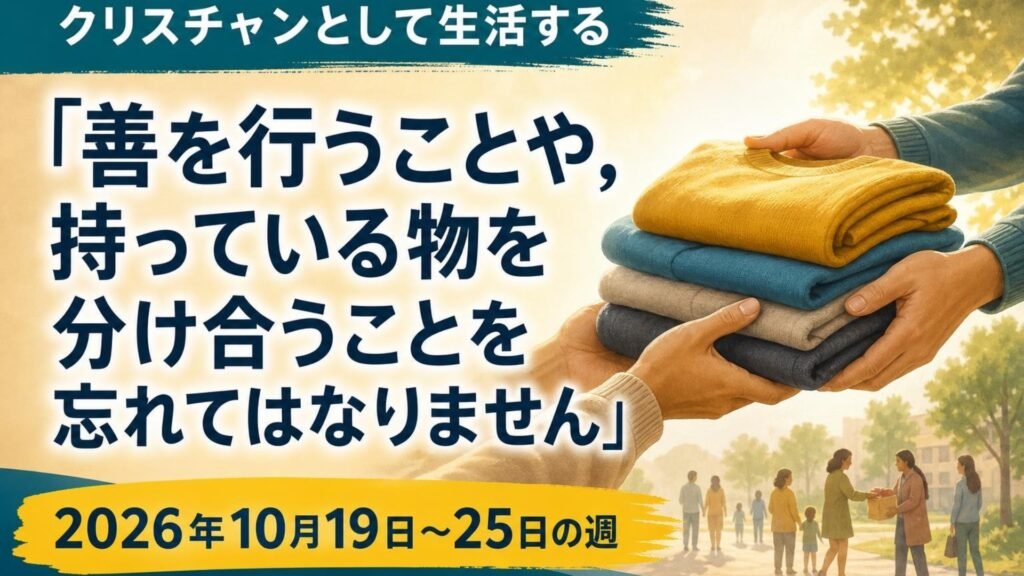 2026年10月19日から25日の週の「クリスチャンとして生活する」 2026年10月19日から25日の週の「クリスチャンとして生活する」