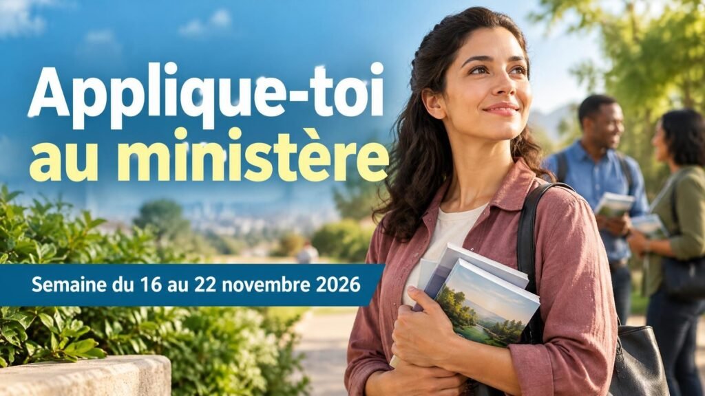 Applique-toi au ministère pour la semaine du 16 au 22 novembre 2026 Applique-toi au ministère pour la semaine du 16 au 22 novembre 2026