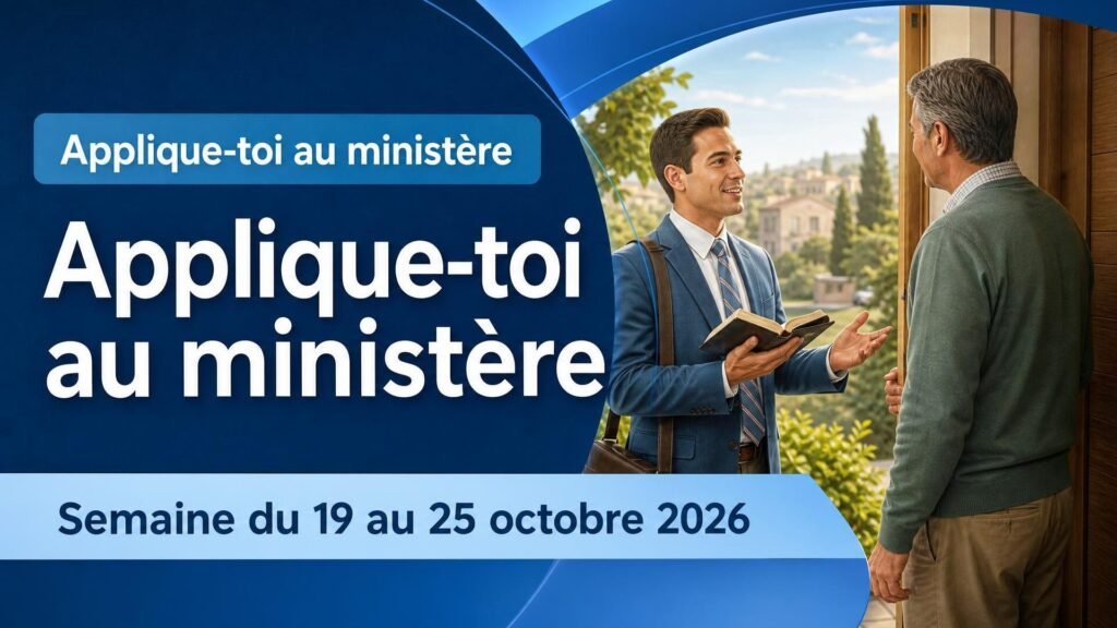 Applique-toi au ministère pour la semaine du 19 au 25 octobre 2026 Applique-toi au ministère pour la semaine du 19 au 25 octobre 2026