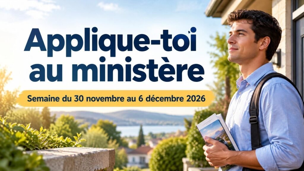 Applique-toi au ministère pour la semaine du 30 novembre au 6 décembre 2026