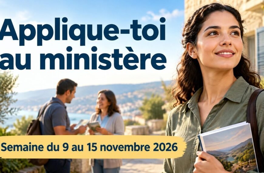 Applique-toi au ministère pour la semaine du 9 au 15 novembre 2026