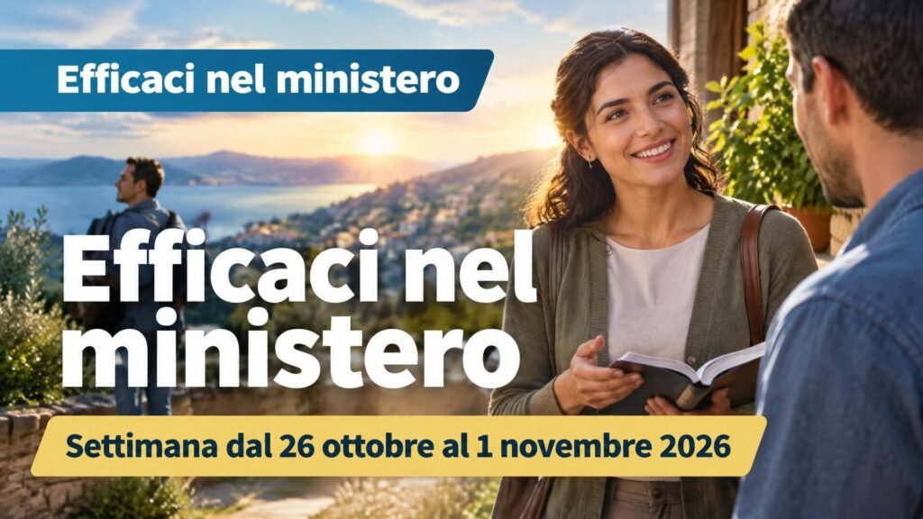 Efficaci nel ministero per la settimana dal 26 ottobre al 1º novembre 2026 Efficaci nel ministero per la settimana dal 26 ottobre al 1º novembre 2026