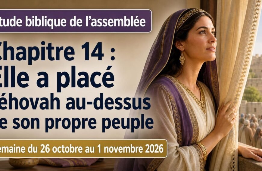 Étude biblique de l’assemblée Étude biblique de l’assemblée pour la semaine du 26 octobre au 1er novembre 2026