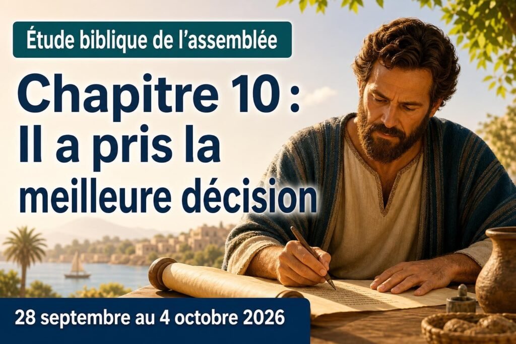 Étude biblique de l’assemblée pour la semaine du 28 septembre au 4 octobre 2026 Étude biblique de l’assemblée pour la semaine du 28 septembre au 4 octobre 2026