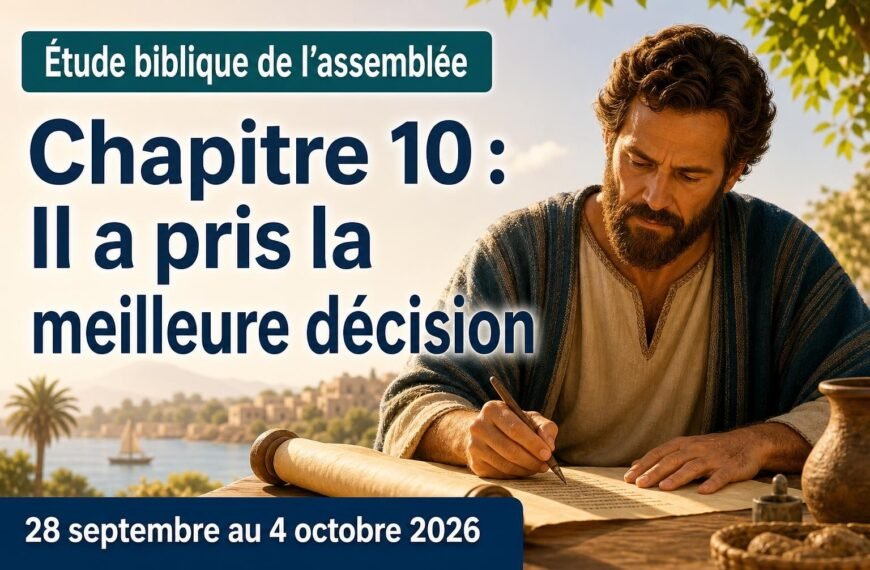 Étude biblique de l’assemblée pour la semaine du 28 septembre au 4 octobre 2026