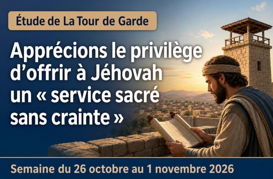 Étude de La Tour de Garde pour la semaine du 26 octobre au 1er novembre 2026
