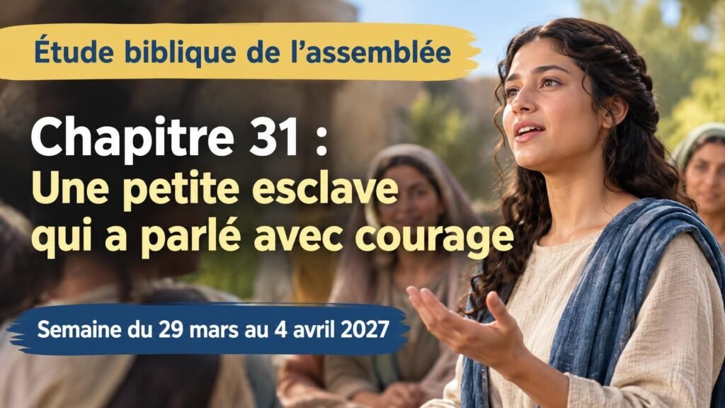 Étude biblique de l’assemblée pour la semaine du 29 mars au 4 avril 2027 Étude biblique de l’assemblée pour la semaine du 29 mars au 4 avril 2027