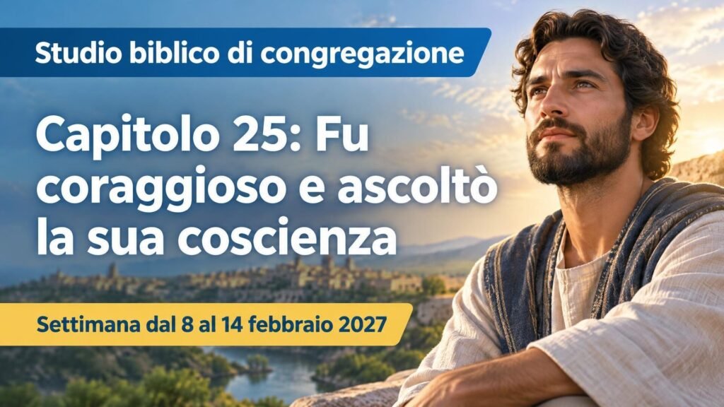 Studio biblico di congregazione per la settimana dall’8 al 14 febbraio 2027 Studio biblico di congregazione per la settimana dall’8 al 14 febbraio 2027