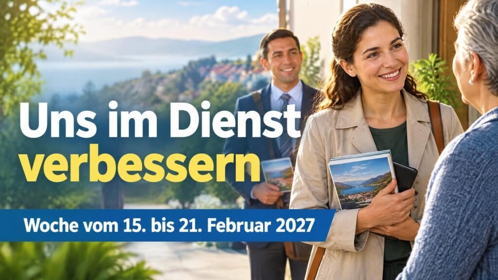 Uns im Dienst verbessern für die Woche vom 15. bis 21. Februar 2027 Uns im Dienst verbessern für die Woche vom 15. bis 21. Februar 2027